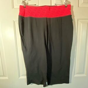 Livi Active Black Capri with Patterned Red Waistband